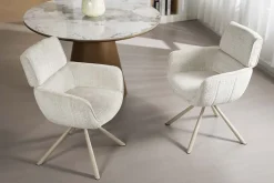 Drehbarer Retro Stuhl UNIQUE beige Chenille Cremona Metall champagner-beige