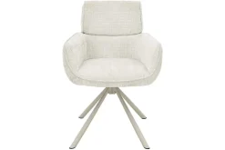 Drehbarer Retro Stuhl UNIQUE beige Chenille Cremona Metall champagner-beige