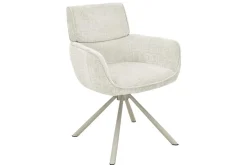 Drehbarer Retro Stuhl UNIQUE beige Chenille Cremona Metall champagner-beige