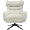 Drehbarer Sessel CLOUD champagner beige Chenille schwarz Metall