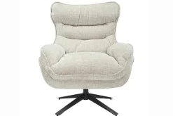 Drehbarer Sessel CLOUD champagner beige Chenille schwarz Metall