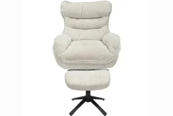 Drehbarer Sessel CLOUD champagner beige Chenille schwarz Metall