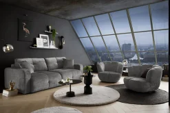 Drehbarer Sessel DIAMOND silbergrau Chenille Cremona 360°