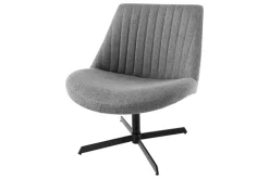 Drehbarer Sessel LOUNGER grau Strukturstoff Metallgestell schwarz