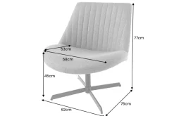 Drehbarer Sessel LOUNGER grau Strukturstoff Metallgestell schwarz