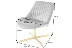 Drehbarer Sessel LOUNGER grau gold Samt Modern Design