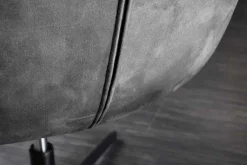 Drehbarer Sessel PAPILLON grau Samt schwarz Metall höhenverstellbar mit Armlehne