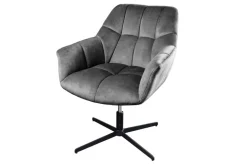 Drehbarer Sessel PAPILLON grau Samt schwarz Metall höhenverstellbar mit Armlehne