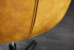 Drehbarer Sessel PAPILLON senfgelb Samt schwarz Metall höhenverstellbar mit Armlehne