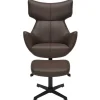 Drehbarer Sessel VOGUE brandy braun Kunstleder schwarze Metallbeine mit Armlehne