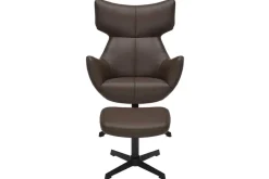 Drehbarer Sessel VOGUE brandy braun Kunstleder schwarze Metallbeine mit Armlehne