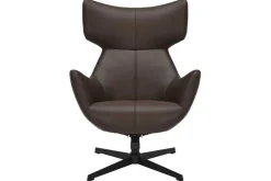 Drehbarer Sessel VOGUE brandy braun Kunstleder schwarze Metallbeine mit Armlehne