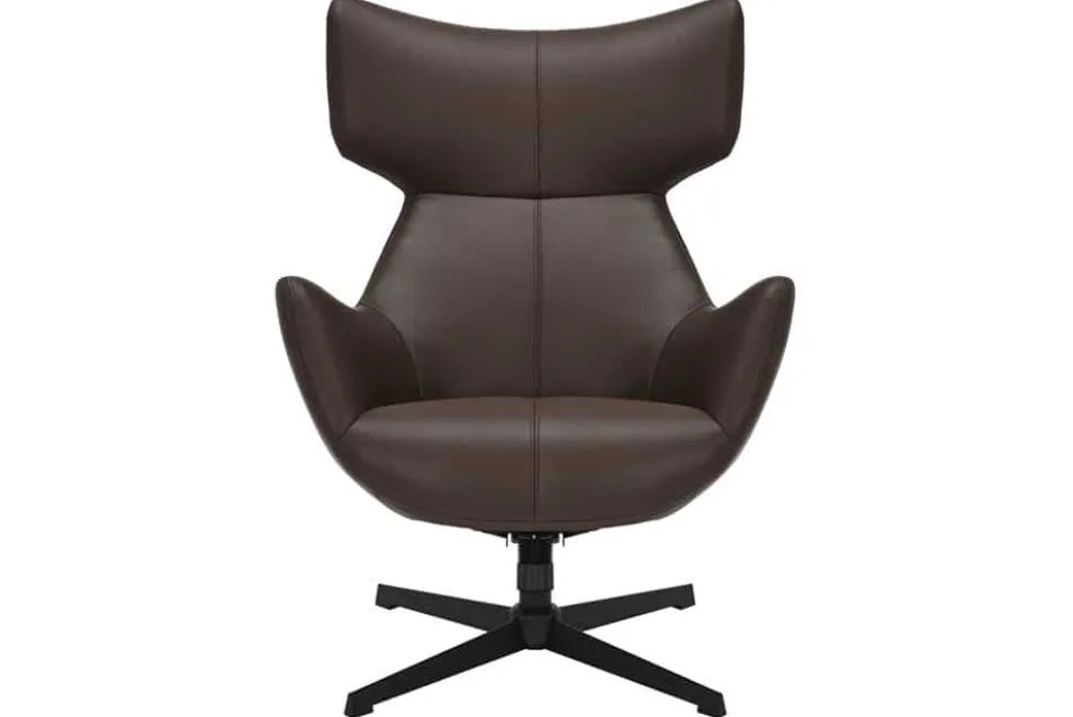 Drehbarer Sessel VOGUE brandy braun Kunstleder schwarze Metallbeine mit Armlehne