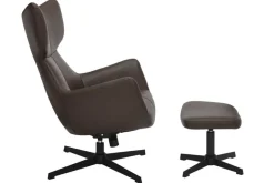 Drehbarer Sessel VOGUE brandy braun Kunstleder schwarze Metallbeine mit Armlehne