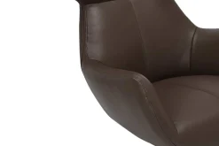 Drehbarer Sessel VOGUE brandy braun Kunstleder schwarze Metallbeine mit Armlehne