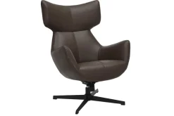 Drehbarer Sessel VOGUE brandy braun Kunstleder schwarze Metallbeine mit Armlehne