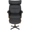 Drehbarer Sessel VOGUE COMFORT schwarz Kunstleder braun Walnuss-Design mit Armlehne