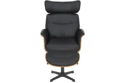 Drehbarer Sessel VOGUE COMFORT schwarz Kunstleder braun Walnuss-Design mit Armlehne