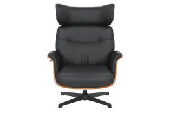 Drehbarer Sessel VOGUE COMFORT schwarz Kunstleder braun Walnuss-Design mit Armlehne
