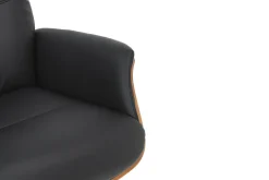 Drehbarer Sessel VOGUE COMFORT schwarz Kunstleder braun Walnuss-Design mit Armlehne