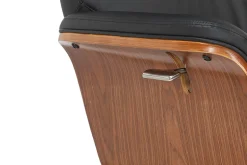 Drehbarer Sessel VOGUE COMFORT schwarz Kunstleder braun Walnuss-Design mit Armlehne