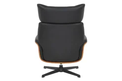 Drehbarer Sessel VOGUE COMFORT schwarz Kunstleder braun Walnuss-Design mit Armlehne