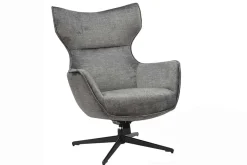 Drehbarer Sessel VOGUE grau Samt schwarze Metallbeine mit Armlehne