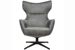 Drehbarer Sessel VOGUE grau Samt schwarze Metallbeine mit Armlehne