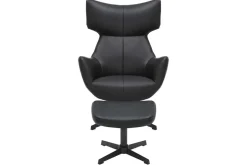 Drehbarer Sessel VOGUE schwarz Kunstleder Metallbeine mit Armlehne