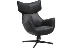 Drehbarer Sessel VOGUE schwarz Kunstleder Metallbeine mit Armlehne