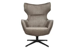 Drehbarer Sessel VOGUE taupe Samt schwarze Metallbeine mit Armlehne