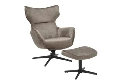 Drehbarer Sessel VOGUE taupe Samt schwarze Metallbeine mit Armlehne