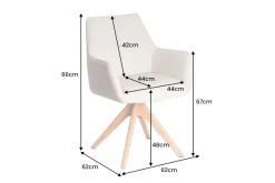 Drehbarer Stuhl ALMARA beige sand Echtleder 360° Taschenfederkern natur Eiche Massivholz