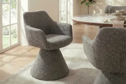 Drehbarer Stuhl AMBIENTO braun Strukturstoff 180° mit Auto-Return Polsterstuhl