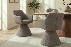 Drehbarer Stuhl AMBIENTO braun Strukturstoff 180° mit Auto-Return Polsterstuhl