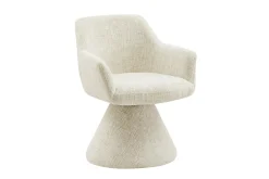 Drehbarer Stuhl AMBIENTO beige Chenille 180° mit Auto-Return Polsterstuhl