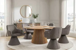 Drehbarer Stuhl AMBIENTO grau Vogue Velours Samt 180° mit Auto-Return Polsterstuhl
