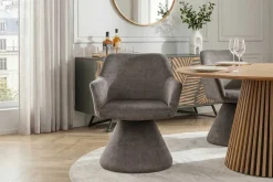 Drehbarer Stuhl AMBIENTO grau Vogue Velours Samt 180° mit Auto-Return Polsterstuhl