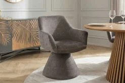 Drehbarer Stuhl AMBIENTO grau Vogue Velours Samt 180° mit Auto-Return Polsterstuhl