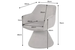 Drehbarer Stuhl AMBIENTO grau Vogue Velours Samt 180° mit Auto-Return Polsterstuhl