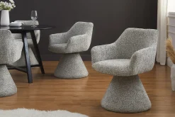 Drehbarer Stuhl AMBIENTO grau Chenille 180° mit Auto-Return Polsterstuhl