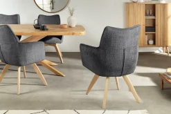 Drehbarer Stuhl ASGARD grau Chenille Cremona mit Taschenfederkern und Armlehne
