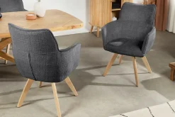 Drehbarer Stuhl ASGARD grau Chenille Cremona mit Taschenfederkern und Armlehne