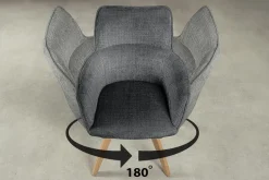 Drehbarer Stuhl ASGARD grau Chenille Cremona mit Taschenfederkern und Armlehne