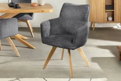 Drehbarer Stuhl ASGARD grau Chenille Cremona mit Taschenfederkern und Armlehne
