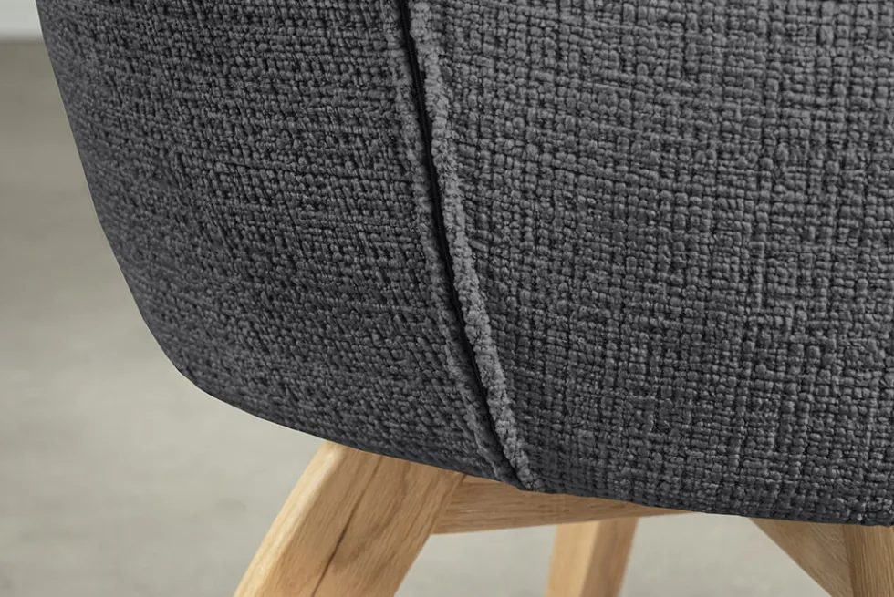 Drehbarer Stuhl ASGARD grau Chenille Cremona mit Taschenfederkern und Armlehne