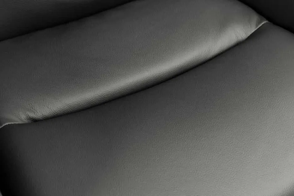 Drehbarer Stuhl BIG GEORGE grau Echtleder Microfaser mit Armlehne schwarze Metallbeine
