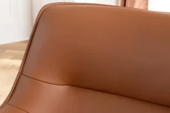 Drehbarer Stuhl LE GRAND cognac Echtleder Strukturstoff schwarzes Metallgestell