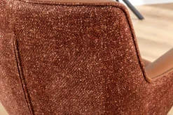 Drehbarer Stuhl LE GRAND cognac Echtleder Strukturstoff schwarzes Metallgestell