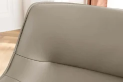 Drehbarer Stuhl LE GRAND taupe Echtleder Strukturstoff schwarzes Metallgestell